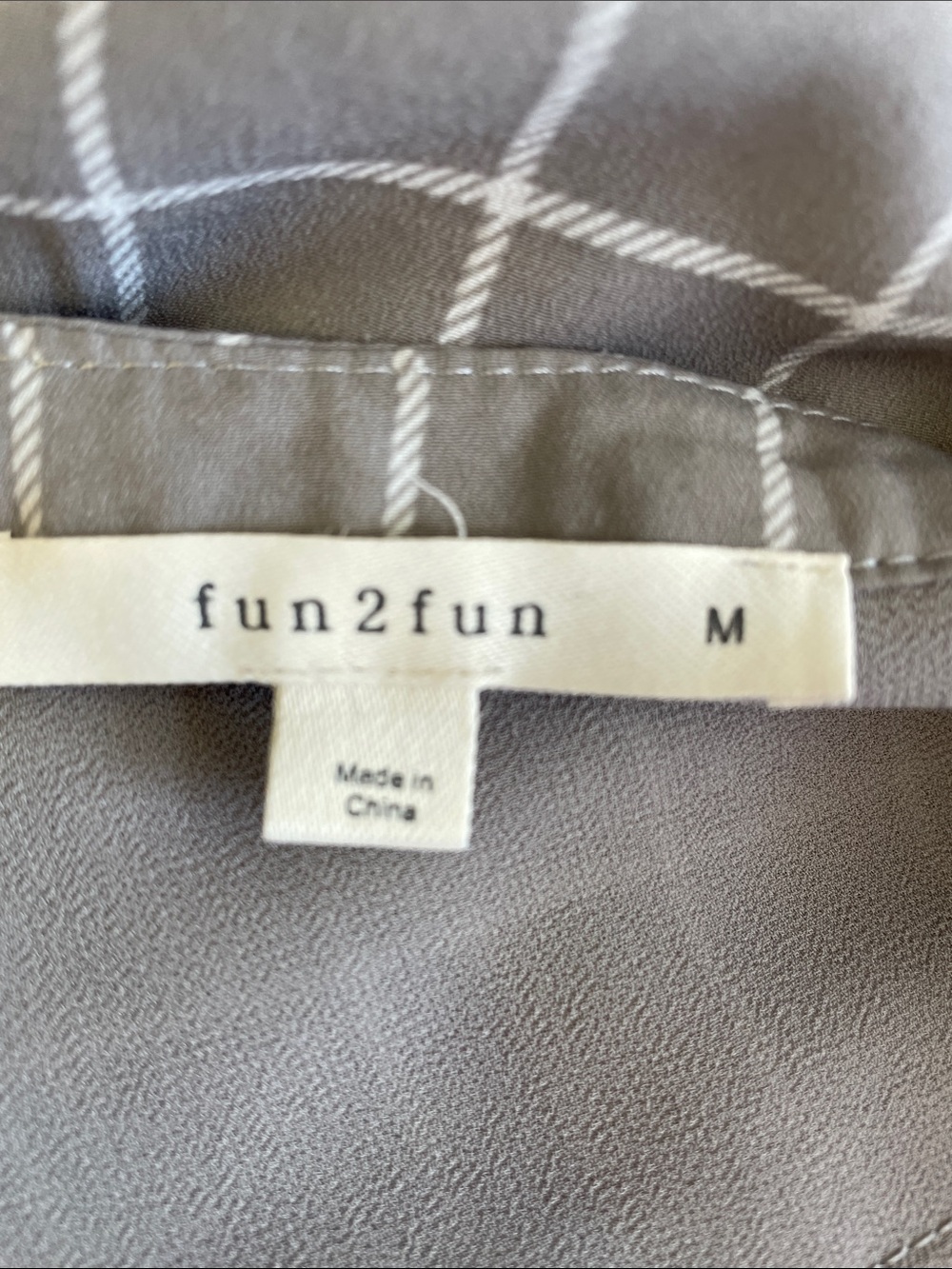 Fun2fun grey windowpane grid pattern blouse - Picture 4 of 5